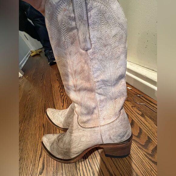 LANE BOOTS LEXINGTON BOOT IN CERAMIC CRACKLE sz 9 white distressed western - Picture 3 of 13